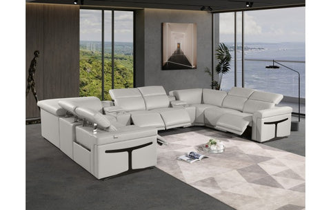 1126 DivanItalia Light Gray 10-Piece Sectional with 4 Power Recliners and Power HeadrestsModel:  1126-LT_GREY-10PC-4PWR-U-SECTIONAL-GROUP