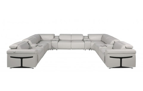 1126 DivanItalia Light Gray 12-Piece Sectional with 4 Power Recliners and Power HeadrestsModel:  1126-LT_GREY-12PC-4PWR-U-SECTIONAL-GROUP