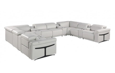 1126 DivanItalia Light Gray 12-Piece Sectional with 4 Power Recliners and Power HeadrestsModel:  1126-LT_GREY-12PC-4PWR-U-SECTIONAL-GROUP