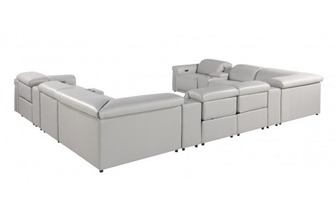 1126 DivanItalia Light Gray 12-Piece Sectional with 4 Power Recliners and Power HeadrestsModel:  1126-LT_GREY-12PC-4PWR-U-SECTIONAL-GROUP