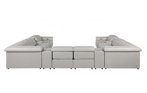 1126 DivanItalia Light Gray 12-Piece Sectional with 4 Power Recliners and Power HeadrestsModel:  1126-LT_GREY-12PC-4PWR-U-SECTIONAL-GROUP