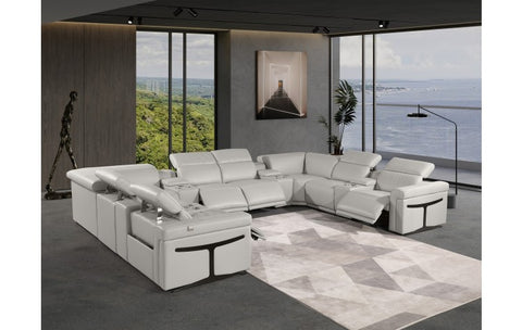 1126 DivanItalia Light Gray 12-Piece Sectional with 4 Power Recliners and Power HeadrestsModel:  1126-LT_GREY-12PC-4PWR-U-SECTIONAL-GROUP