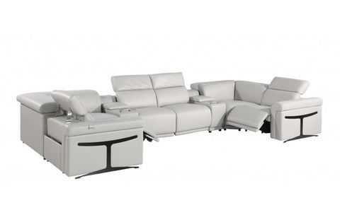 1126 DivanItalia Light Gray 8-Piece Sectional with 2 Power Recliners and Power HeadrestsModel:  1126-LT_GREY-8PC-2PWR-U-SECTIONAL-GROUP