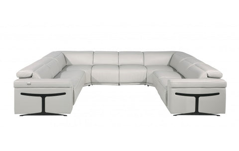 1126 DivanItalia Light Gray 8-Piece Sectional with 4 Power Recliners and Power Headrests (No Consoles)Model:  1126-LT_GREY-8PC-4PWR-U-NC-SECT-GROUP