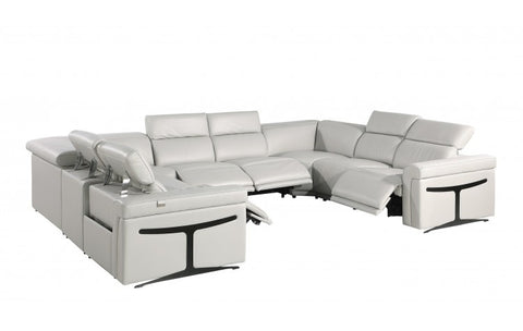 1126 DivanItalia Light Gray 8-Piece Sectional with 4 Power Recliners and Power Headrests (No Consoles)Model:  1126-LT_GREY-8PC-4PWR-U-NC-SECT-GROUP