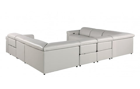 1126 DivanItalia Light Gray 8-Piece Sectional with 4 Power Recliners and Power Headrests (No Consoles)Model:  1126-LT_GREY-8PC-4PWR-U-NC-SECT-GROUP