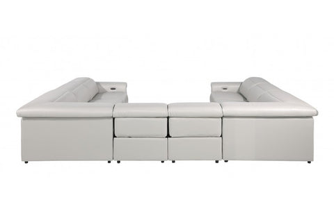 1126 DivanItalia Light Gray 8-Piece Sectional with 4 Power Recliners and Power Headrests (No Consoles)Model:  1126-LT_GREY-8PC-4PWR-U-NC-SECT-GROUP