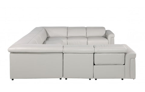 1126 DivanItalia Light Gray 8-Piece Sectional with 4 Power Recliners and Power Headrests (No Consoles)Model:  1126-LT_GREY-8PC-4PWR-U-NC-SECT-GROUP