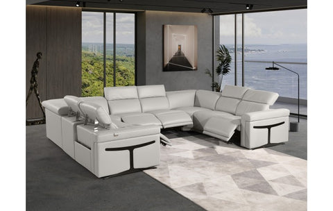 1126 DivanItalia Light Gray 8-Piece Sectional with 4 Power Recliners and Power Headrests (No Consoles)Model:  1126-LT_GREY-8PC-4PWR-U-NC-SECT-GROUP