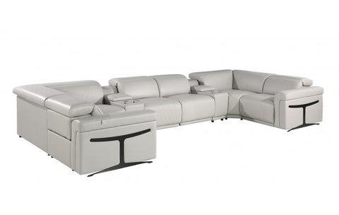 1126 DivanItalia Light Gray 8-Piece Sectional with 4 Power Recliners and Power HeadrestsModel:  1126-LT_GREY-8PC-4PWR-U-SECTIONAL-GROUP