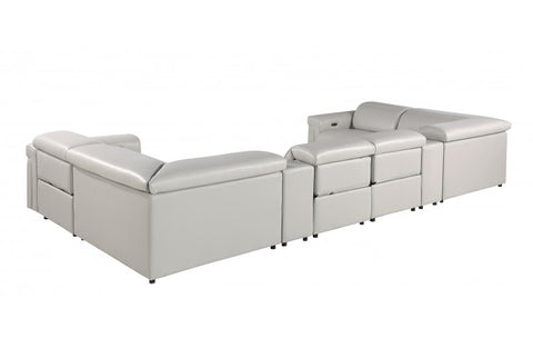 1126 DivanItalia Light Gray 8-Piece Sectional with 4 Power Recliners and Power HeadrestsModel:  1126-LT_GREY-8PC-4PWR-U-SECTIONAL-GROUP