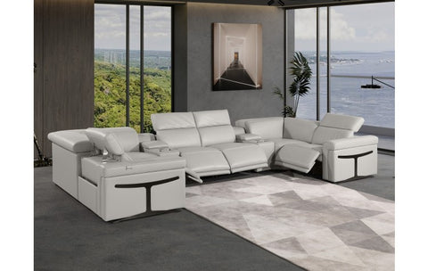 1126 DivanItalia Light Gray 8-Piece Sectional with 4 Power Recliners and Power HeadrestsModel:  1126-LT_GREY-8PC-4PWR-U-SECTIONAL-GROUP