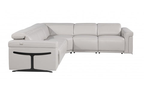 1126 DivanItalia Light Gray 5-Piece Sectional with 3 Power Recliners and Power HeadrestsModel:  1126-LT_GRAY-3PWR-5PC