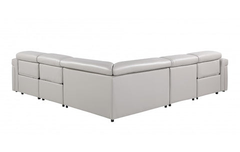 1126 DivanItalia Light Gray 5-Piece Sectional with 3 Power Recliners and Power HeadrestsModel:  1126-LT_GRAY-3PWR-5PC