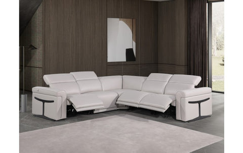 1126 DivanItalia Light Gray 5-Piece Sectional with 3 Power Recliners and Power HeadrestsModel:  1126-LT_GRAY-3PWR-5PC