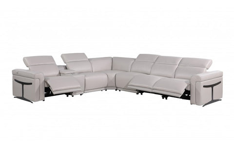 1126 DivanItalia Light Gray 7-Piece Sectional with 3 Power Recliners and Power HeadrestsModel:  1126-LT_GRAY-3PWR-7PC