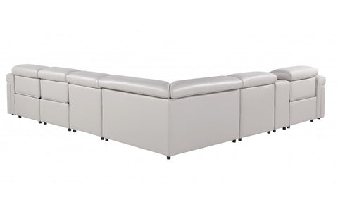 1126 DivanItalia Light Gray 7-Piece Sectional with 3 Power Recliners and Power HeadrestsModel:  1126-LT_GRAY-3PWR-7PC