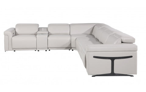 1126 DivanItalia Light Gray 7-Piece Sectional with 3 Power Recliners and Power HeadrestsModel:  1126-LT_GRAY-3PWR-7PC