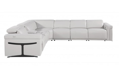 1126 DivanItalia Light Gray 7-Piece Sectional with 3 Power Recliners and Power HeadrestsModel:  1126-LT_GRAY-3PWR-7PC