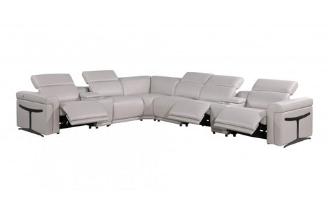 1126 DivanItalia Light Gray 8-Piece Sectional with 3 Power Recliners and Power HeadrestsModel:  1126-LT_GRAY-3PWR-8PC