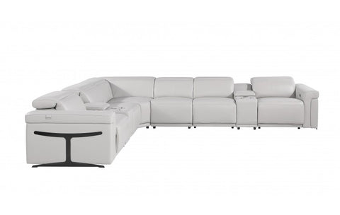 1126 DivanItalia Light Gray 8-Piece Sectional with 3 Power Recliners and Power HeadrestsModel:  1126-LT_GRAY-3PWR-8PC