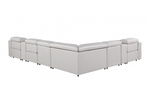 1126 DivanItalia Light Gray 8-Piece Sectional with 3 Power Recliners and Power HeadrestsModel:  1126-LT_GRAY-3PWR-8PC