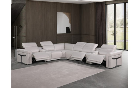 1126 DivanItalia Light Gray 8-Piece Sectional with 3 Power Recliners and Power HeadrestsModel:  1126-LT_GRAY-3PWR-8PC