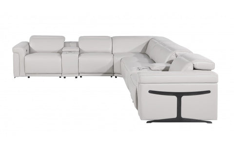 1126 DivanItalia Light Gray 8-Piece Sectional with 4 Power Recliners and Power HeadrestsModel:  1126-LT_GRAY-4PWR-8PC