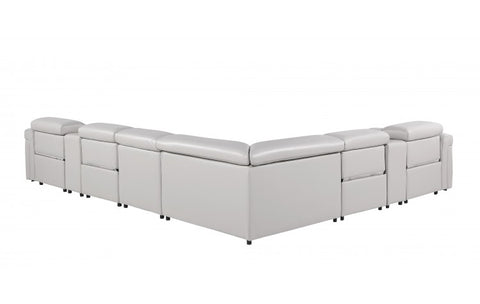 1126 DivanItalia Light Gray 8-Piece Sectional with 4 Power Recliners and Power HeadrestsModel:  1126-LT_GRAY-4PWR-8PC