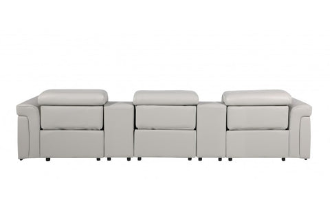 1126 DivanItalia Light Gray 5-Piece Power Reclining Sofa with Power Headrest in Top Grain Italian LeatherModel:  1126-LT_GREY-5.3-HT