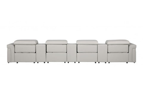1126 DivanItalia Light Gray 7-Piece Power Reclining Sofa with Power Headrest in Top Grain Italian LeatherModel:  1126-LT_GREY-7.4-HT
