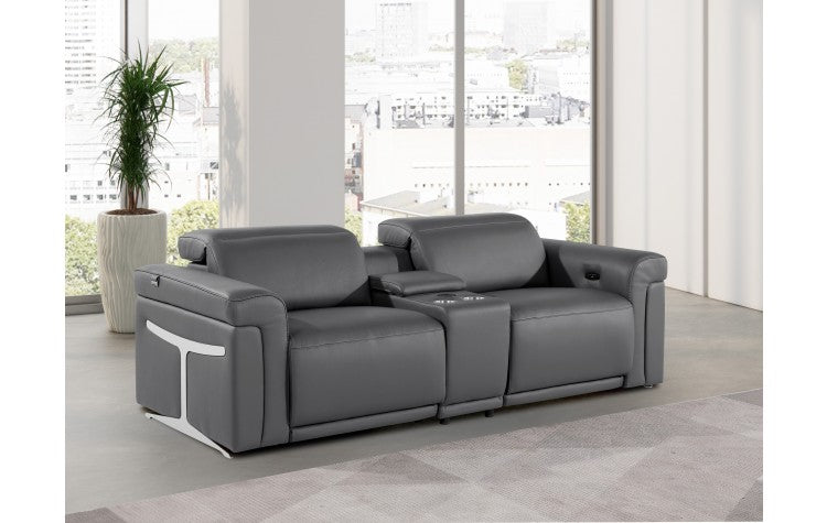 1126 DivanItalia Dark Gray Modular Power Reclining Loveseat with Power HeadrestModel:  1126-DK_GREY-3.2-HT