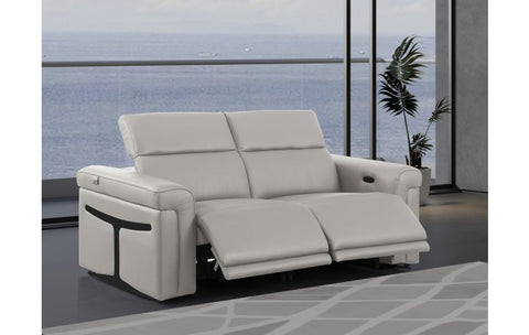 1126 DivanItalia LIght Grey Top Grain Italian Leather Loveseat with Power HeadrestModel:  1126-LT_GREY-2.2-HT