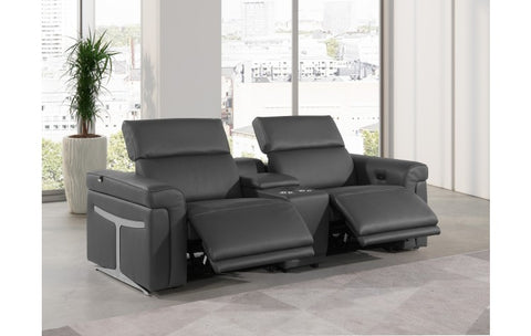 1126 DivanItalia Dark Gray Modular Power Reclining Loveseat with Power HeadrestModel:  1126-DK_GREY-3.2-HT