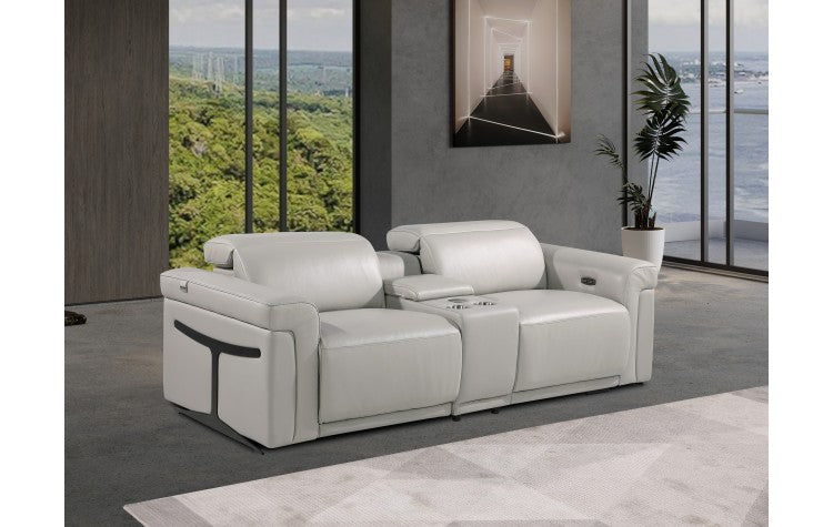 1126 DivanItalia Light Gray Modular Power Reclining Loveseat with Power HeadrestModel:  1126-LT_GREY-3.2-HT