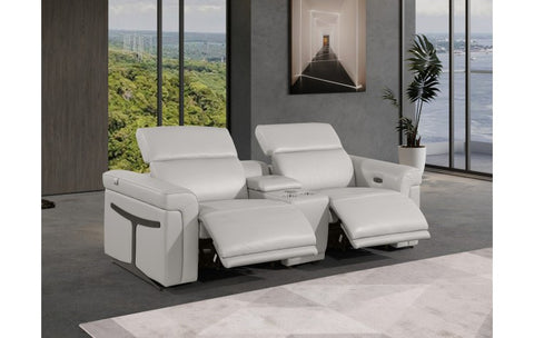 1126 DivanItalia Light Gray Modular Power Reclining Loveseat with Power HeadrestModel:  1126-LT_GREY-3.2-HT