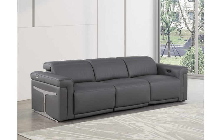 1126 DivanItalia Dark Gray Modular 3-Power Reclining Sofa with Power HeadrestModel:  1126-DK_GREY-3.3-HT