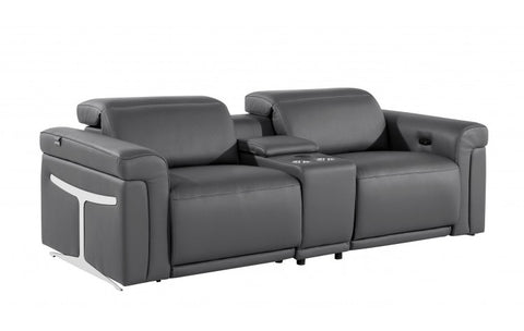 1126 DivanItalia Dark Gray Modular Power Reclining Loveseat with Power HeadrestModel:  1126-DK_GREY-3.2-HT