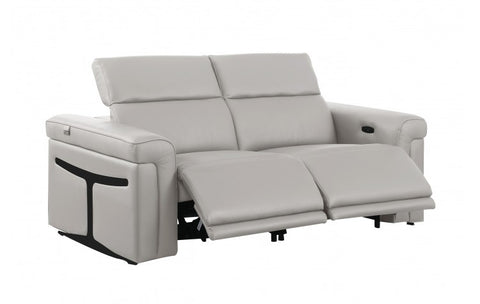 1126 DivanItalia LIght Grey Top Grain Italian Leather Loveseat with Power HeadrestModel:  1126-LT_GREY-2.2-HT