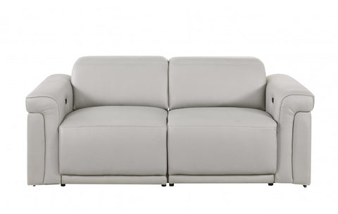 1126 DivanItalia LIght Grey Top Grain Italian Leather Loveseat with Power HeadrestModel:  1126-LT_GREY-2.2-HT
