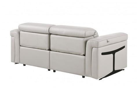 1126 DivanItalia LIght Grey Top Grain Italian Leather Loveseat with Power HeadrestModel:  1126-LT_GREY-2.2-HT