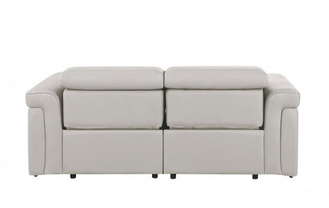 1126 DivanItalia LIght Grey Top Grain Italian Leather Loveseat with Power HeadrestModel:  1126-LT_GREY-2.2-HT