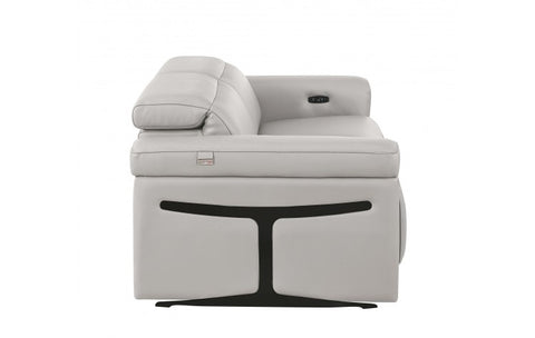 1126 DivanItalia LIght Grey Top Grain Italian Leather Loveseat with Power HeadrestModel:  1126-LT_GREY-2.2-HT