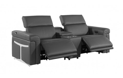 1126 DivanItalia Dark Gray Modular Power Reclining Loveseat with Power HeadrestModel:  1126-DK_GREY-3.2-HT