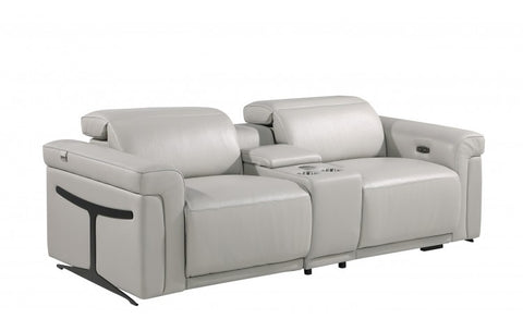 1126 DivanItalia Light Gray Modular Power Reclining Loveseat with Power HeadrestModel:  1126-LT_GREY-3.2-HT