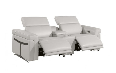 1126 DivanItalia Light Gray Modular Power Reclining Loveseat with Power HeadrestModel:  1126-LT_GREY-3.2-HT