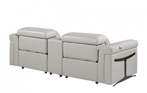 1126 DivanItalia Light Gray Modular Power Reclining Loveseat with Power HeadrestModel:  1126-LT_GREY-3.2-HT