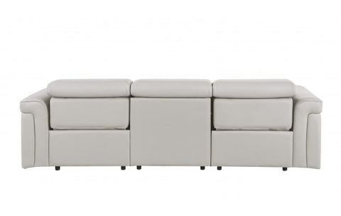 1126 DivanItalia LIght Grey Top Grain Italian Leather Power Reclining Sofa with Dual Recliners and Power HeadrestsModel:  1126-LT_GREY-3.2-S-HT
