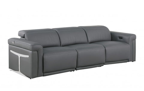 1126 DivanItalia Dark Gray Modular 3-Power Reclining Sofa with Power HeadrestModel:  1126-DK_GREY-3.3-HT