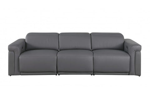 1126 DivanItalia Dark Gray Modular 3-Power Reclining Sofa with Power HeadrestModel:  1126-DK_GREY-3.3-HT